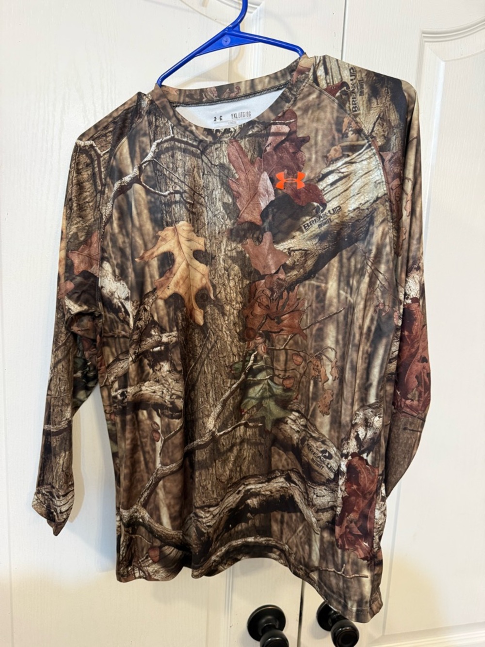 Under Armour Realtree Camo Long Sleeve Shirt with Orange Logo